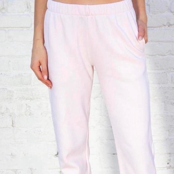 Brandy Melville Pants - Brandy Melville Pale Pink Elastic Waist Joggers